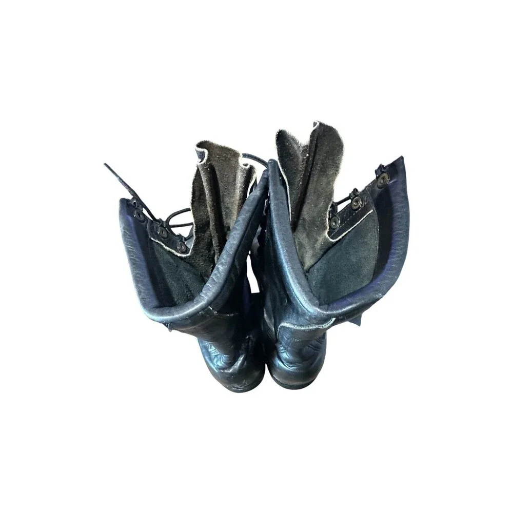 RO-Search Military Combat Boots 10 R Vintage 1985 Black Leather USA Lace Jungle